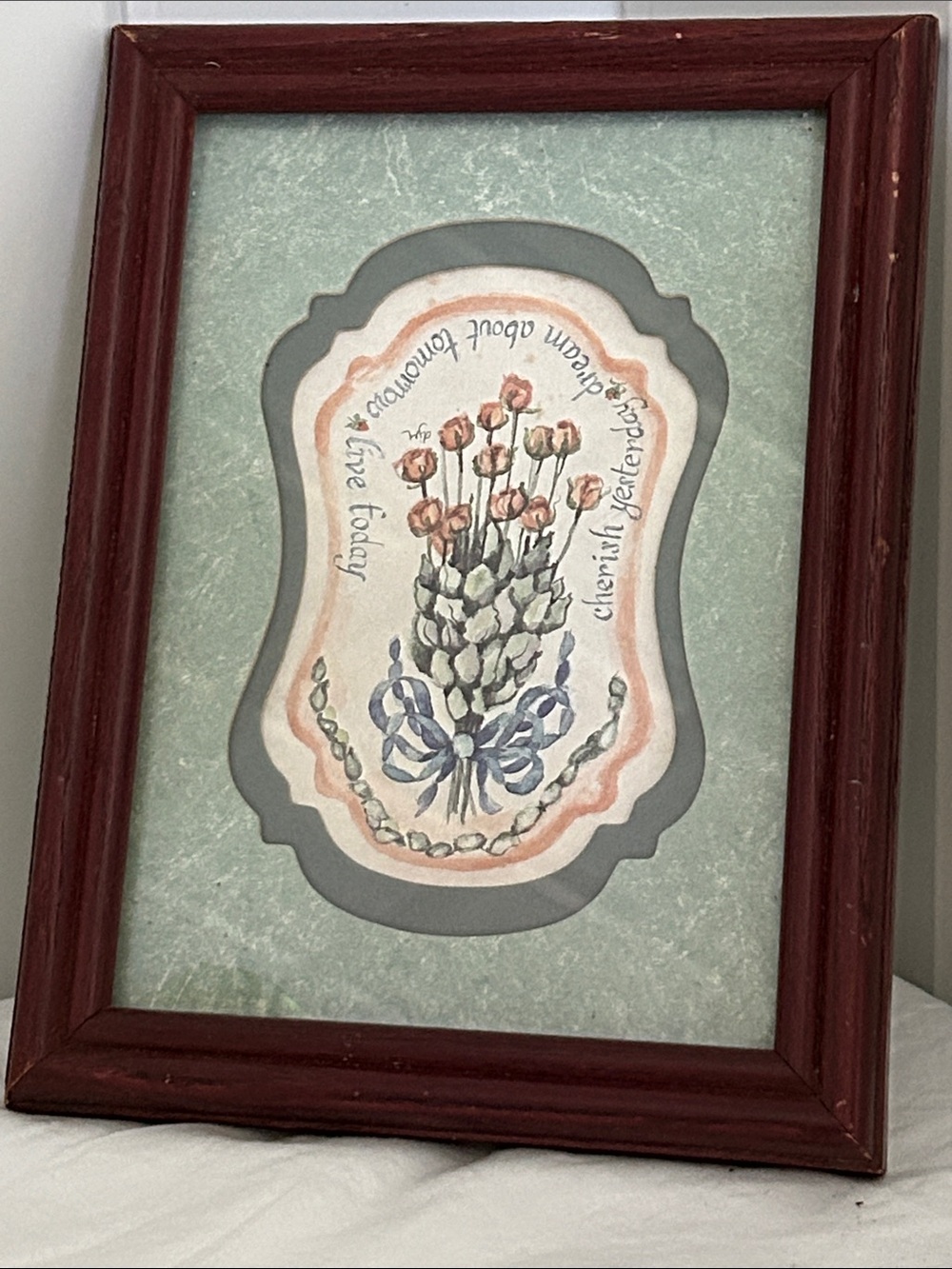Vintage Figi Graphics Framed Print Cherish Yesterday Live Today Bouquet Wall Art